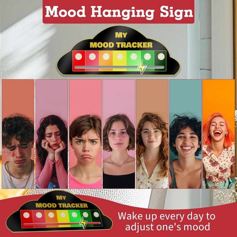 LRITER Acrylic Mood Door Sign for Creative Home Decor, 7 Emotion Expressions, Decorative Wall Art for Home and Office. (Mood Door Sign Black) - Image 2